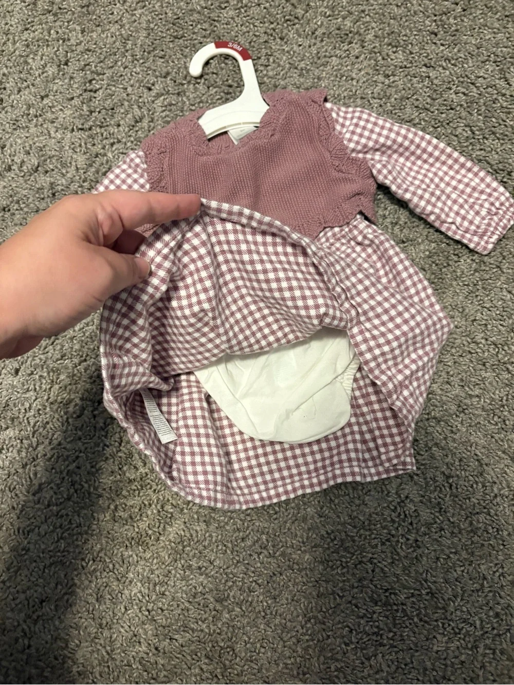 Carter's Mauve Knit Bodice Gingham Dress